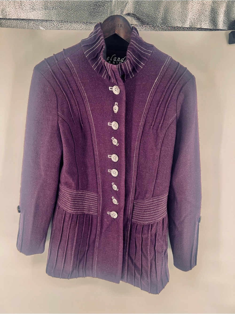 Icelandic Designs Eggplant Wool Embroidered Coat SP.